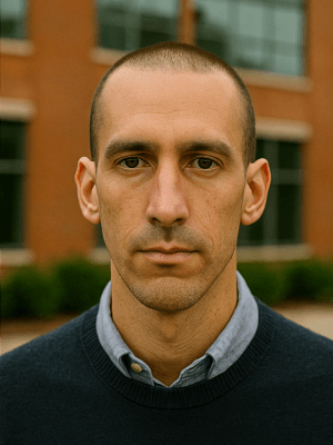 Long face male buzz cut