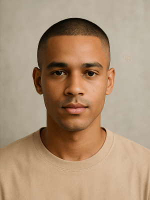 Oval face male buzz cut