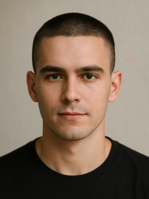 Round face male buzz cut